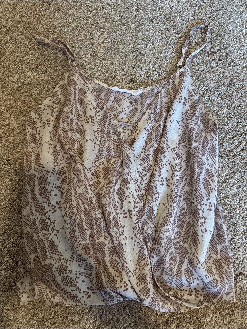 All in Favor Cream and Brown Snake-Print Slip Tank